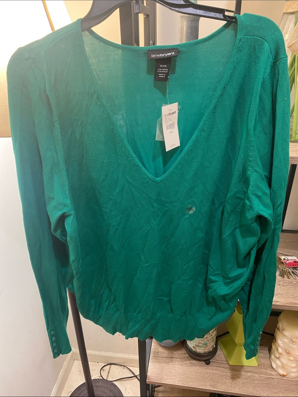Lane Bryant Emerald Green V-Neck Sweater
